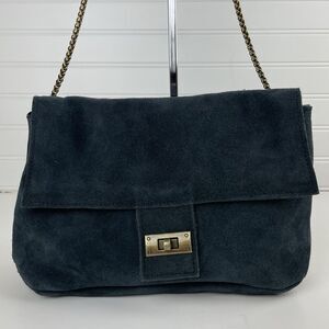 Free People Dark Teal Suede Chain Strap Crossbody Bag